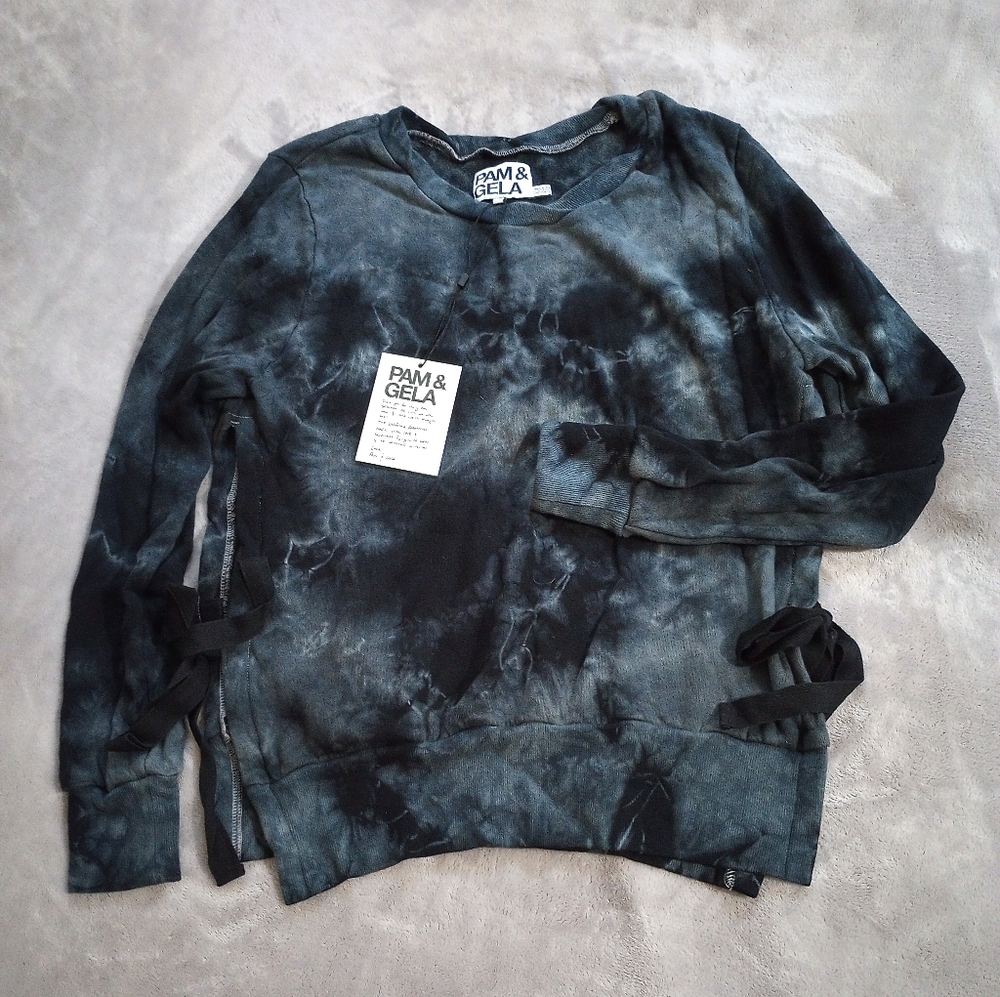 Pam & Gela Tea Stained Tie Dye Side Tie Sweatshirt XS